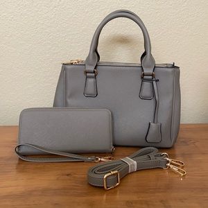 Fashionpuzzle Satchel Handbag & Wristlet Set